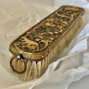 Vintage Clothes Brush with Brass Cover – Natural Bristles, Wood